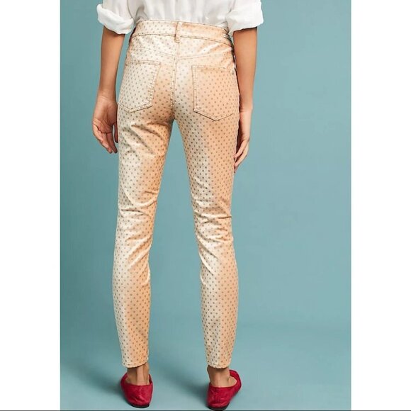 Anthropologie Pilcro Velvet High-Rise Skinny Ankle Polka Dot Pants - Picture 2 of 16